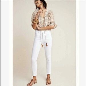 Pilcro and The Letterpress by Anthropologie White Rise Skinny Jeans size 31.